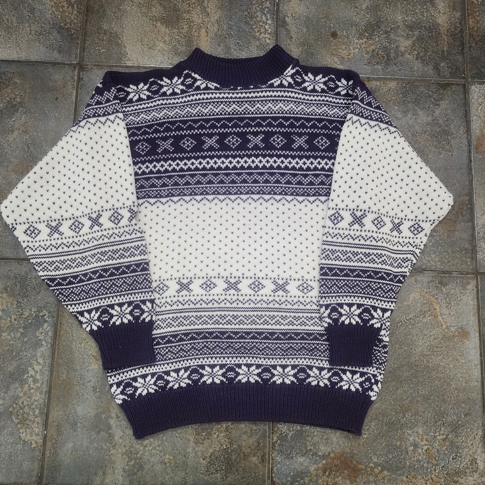 Vintage 90s American Pride Girl's Large Hugs & Kisses Geometric Grandma Sweater